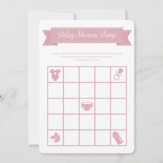 Roze Baby shower Bingo Kaart (Voorkant)