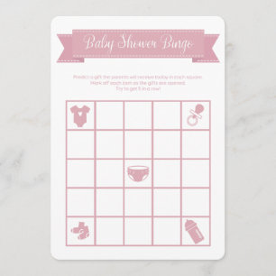 Roze Baby shower Bingo Kaart
