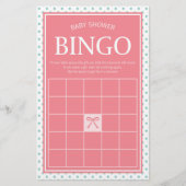 Roze Baby shower Bingo Polka Dots en Lint Briefpapier (Voorkant)