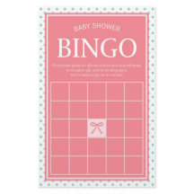 Roze Baby shower Bingo Polka Dots en Lint