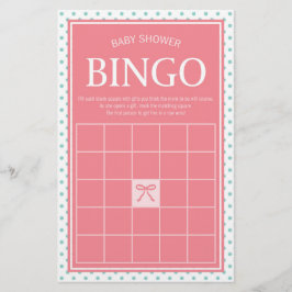 Roze Baby shower Bingo Polka Dots en Lint Briefpapier