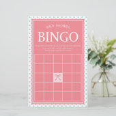 Roze Baby shower Bingo Polka Dots en Lint Briefpapier (Staand voorkant)