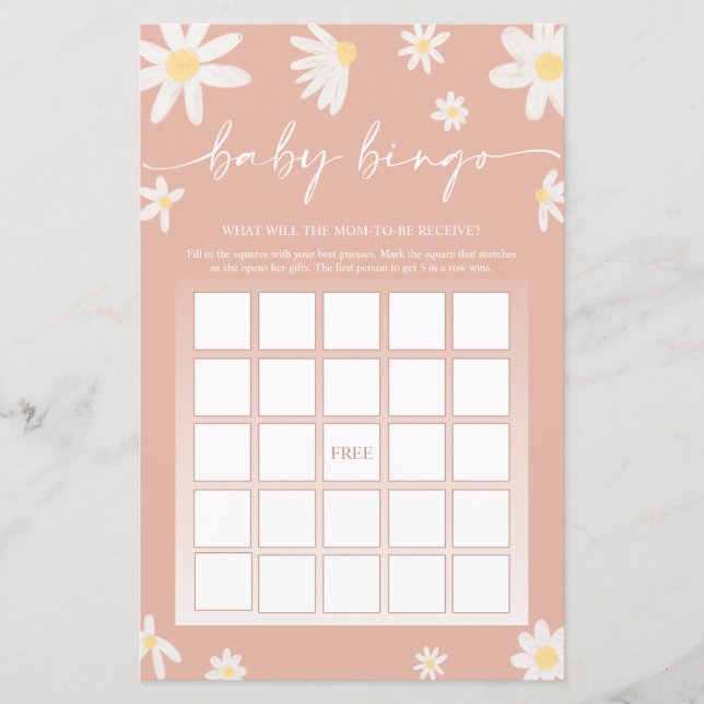 Roze Baby shower Bingo spel (Voorkant)