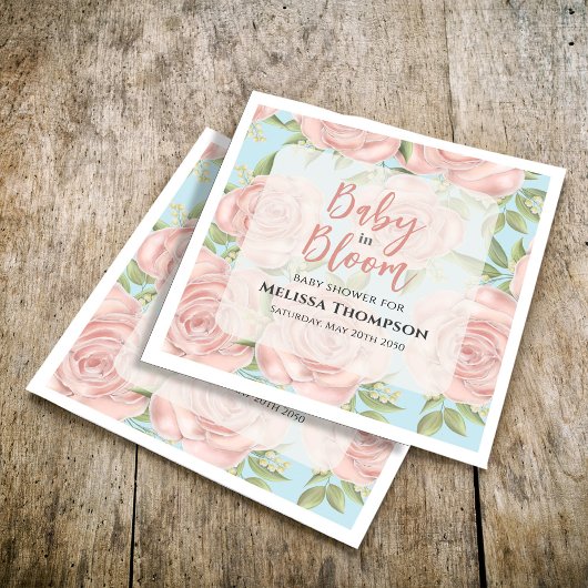Roze Baby shower Bloemen Bloom Custom Servet