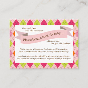 Roze Baby shower Boek Invoegen Verzoek Kaart voor 