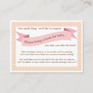 Roze Baby shower Boek Invoegen Verzoek Kaart voor