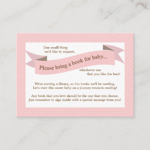 Roze Baby shower Boek Invoegen Verzoek Kaart voor 