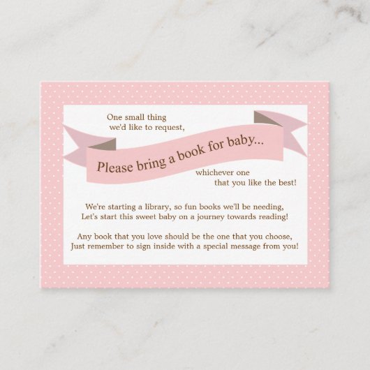 Roze Baby shower Boek Invoegen Verzoek Kaart voor  (Voorkant)