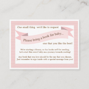 Roze Baby shower Boek Invoegen Verzoek Kaart voor 