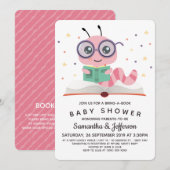 Roze Baby shower boekenboek Kaart (Voorkant / Achterkant)