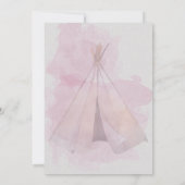 Roze Baby shower Boho Baby Elephant & Tipi Kaart (Achterkant)