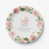 Roze Baby shower Bord van Floral Girl (Voorkant)