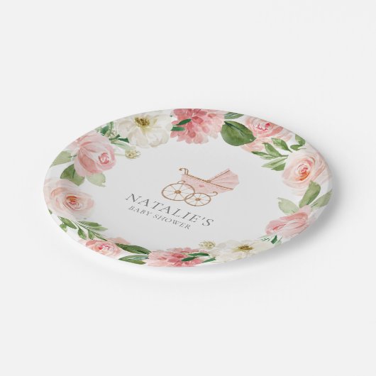 Roze Baby shower Bord van Floral Girl (Gekanteld)