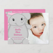 Roze Baby shower Briefkaart (Voorkant / Achterkant)