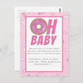 Roze Baby shower Briefkaart Uitnodiging (Voorkant / Achterkant)