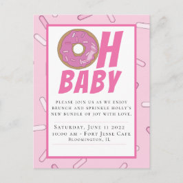 Roze Baby shower Briefkaart Uitnodiging