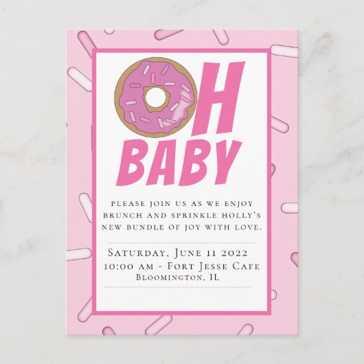 Roze Baby shower Briefkaart Uitnodiging (Voorkant)