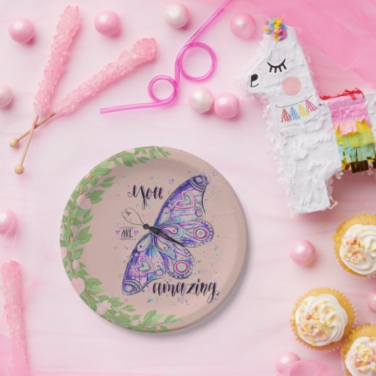 roze baby shower bruiloft effen aangepaste papier papieren bordje (Feest)