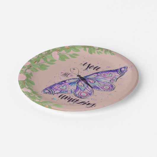 roze baby shower bruiloft effen aangepaste papier  papieren bordje (Gekanteld)