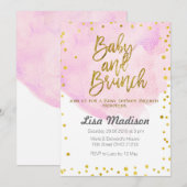 Roze Baby shower Brunch Uitnodiging (Voorkant / Achterkant)