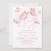 Roze Baby shower Butterfly Kaart (Voorkant)