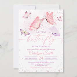 Roze Baby shower Butterfly Kaart