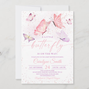 Roze Baby shower Butterfly Kaart
