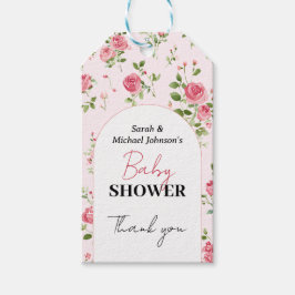 Roze Baby shower Cadeaulabel