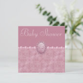 Roze Baby shower  Cameo & Pearls Kaart (Staand voorkant)