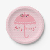 Roze Baby shower Chevron Paper Bord (Voorkant)