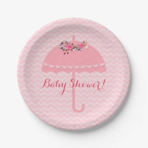 Roze Baby shower Chevron Paper Bord