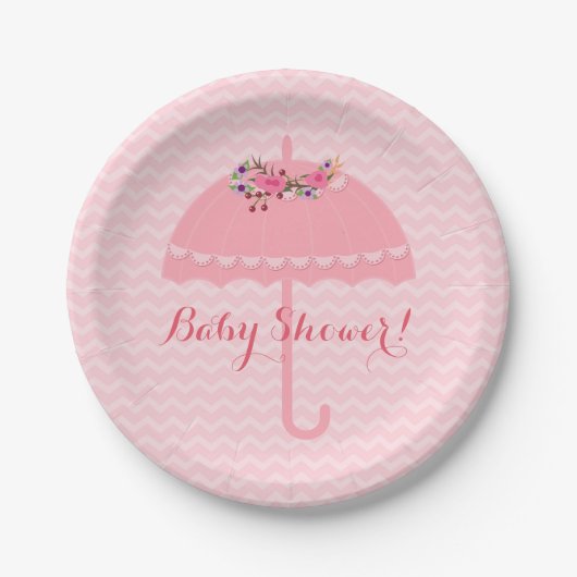 Roze Baby shower Chevron Paper Bord (Voorkant)