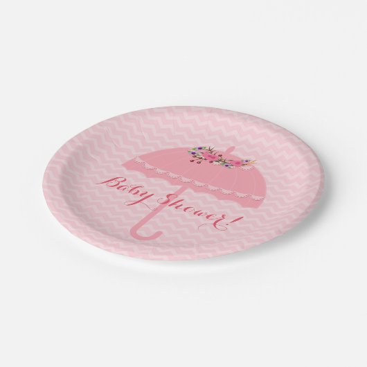 Roze Baby shower Chevron Paper Bord (Gekanteld)