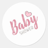 Roze Baby shower Classic Round Sticker (Voorkant)