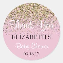 Roze Baby shower Dank u Sticker