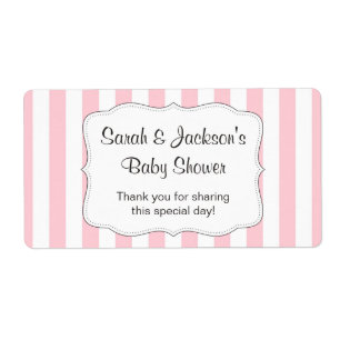 Roze baby shower dank u voor waterflesverpakking etiket