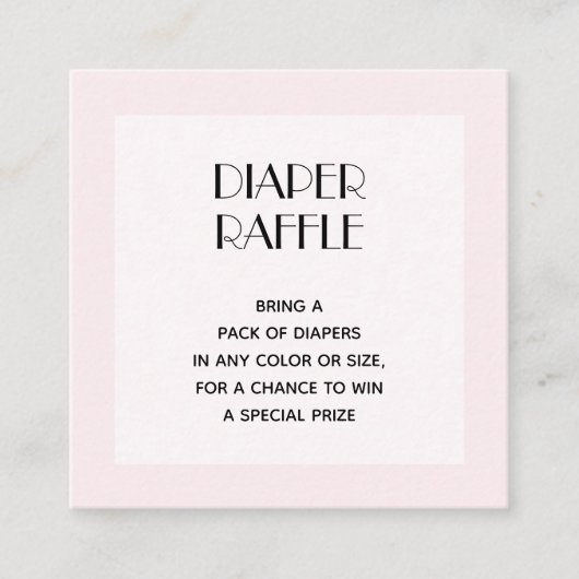 Roze Baby shower Diaper Raffle Informatiekaartje (Voorkant)