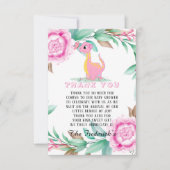 Roze Baby shower Dinosaur Girl Bedankkaart (Voorkant)
