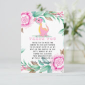 Roze Baby shower Dinosaur Girl Bedankkaart (Staand voorkant)