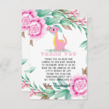 Roze Baby shower Dinosaur Girl