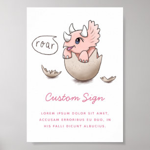 Roze Baby shower Dinosaur Girl Poster