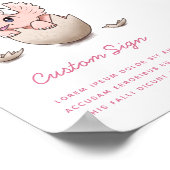 Roze Baby shower Dinosaur Girl Poster (Hoek)