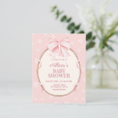 Roze baby shower feestje kaart (Staand voorkant)