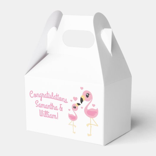Roze Baby shower Flamingo Bedankdoosjes (Achterkant)