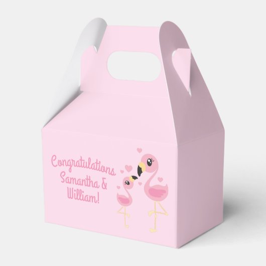 Roze Baby shower Flamingo Bedankdoosjes (Voorkant Zijde)