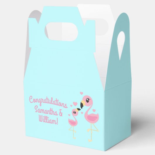 Roze Baby shower Flamingo Bedankdoosjes (Geopend)