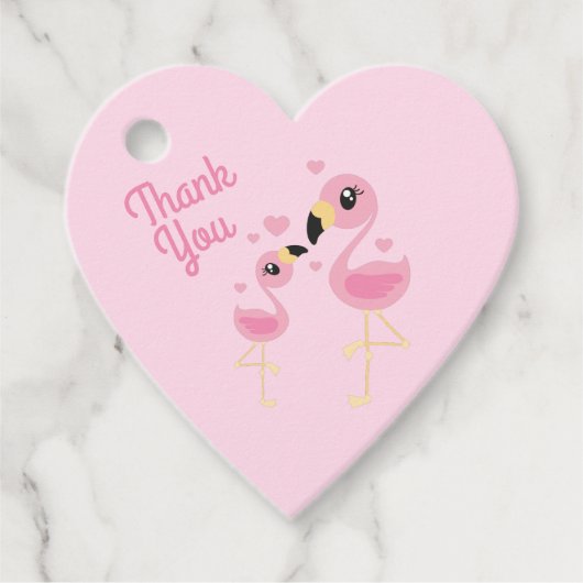 Roze Baby shower Flamingo Bedankjes Labels (Voorkant)