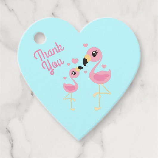 Roze Baby shower Flamingo Bedankjes Labels (Voorkant)