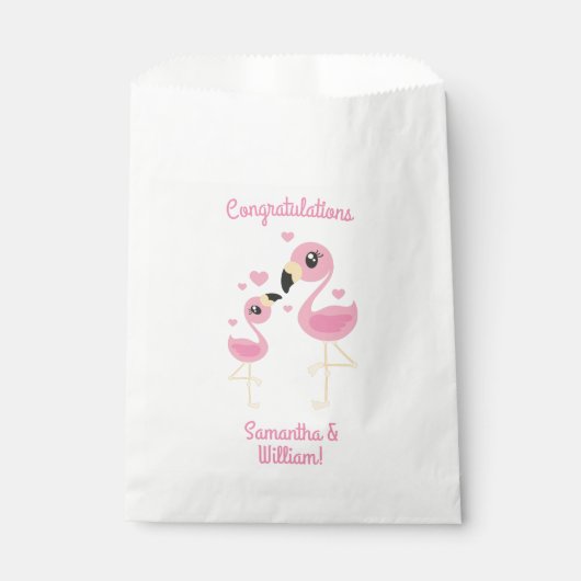 Roze Baby shower Flamingo Bedankzakje (Voorkant)