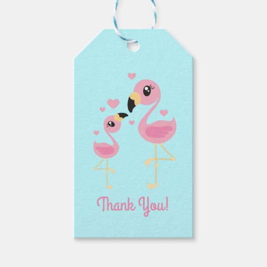 Roze Baby shower Flamingo Cadeaulabel (Voorkant)